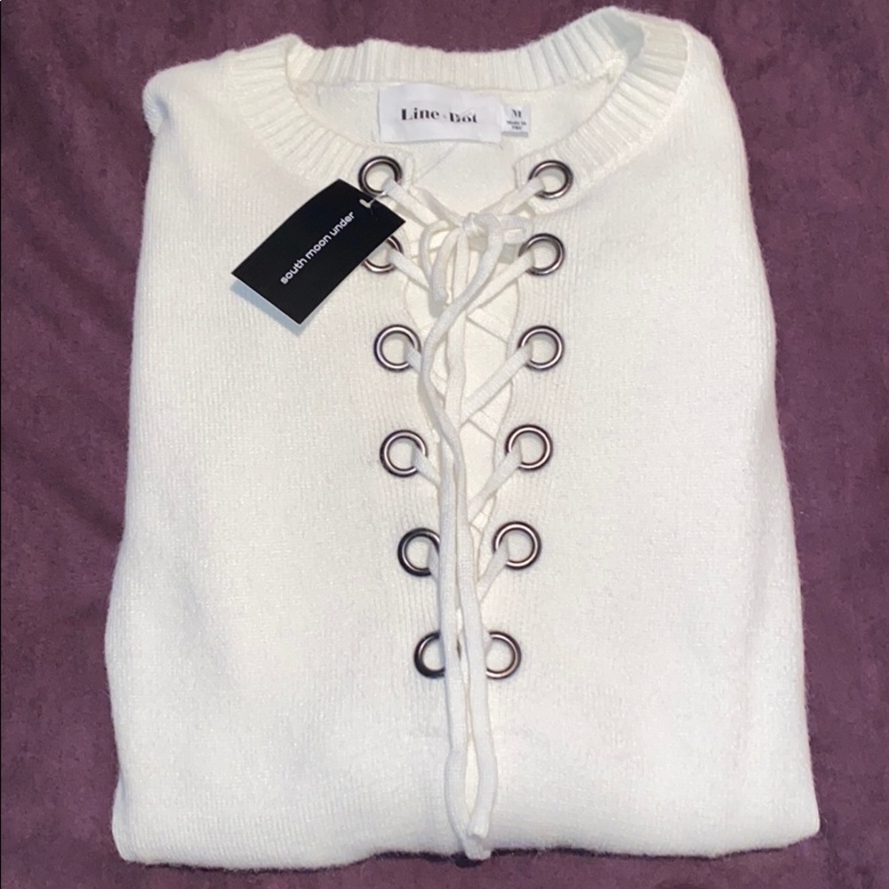NWT LACE UP SWEATER
